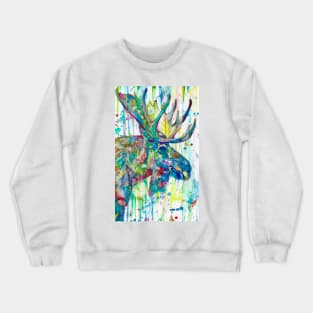 MOOSE watercolor portrait Crewneck Sweatshirt